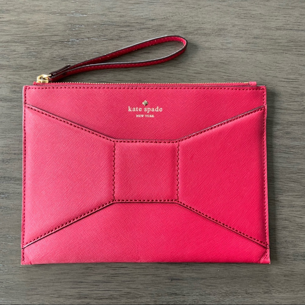 KATE SPADE RED WRISTLET CLUTCH PURSE